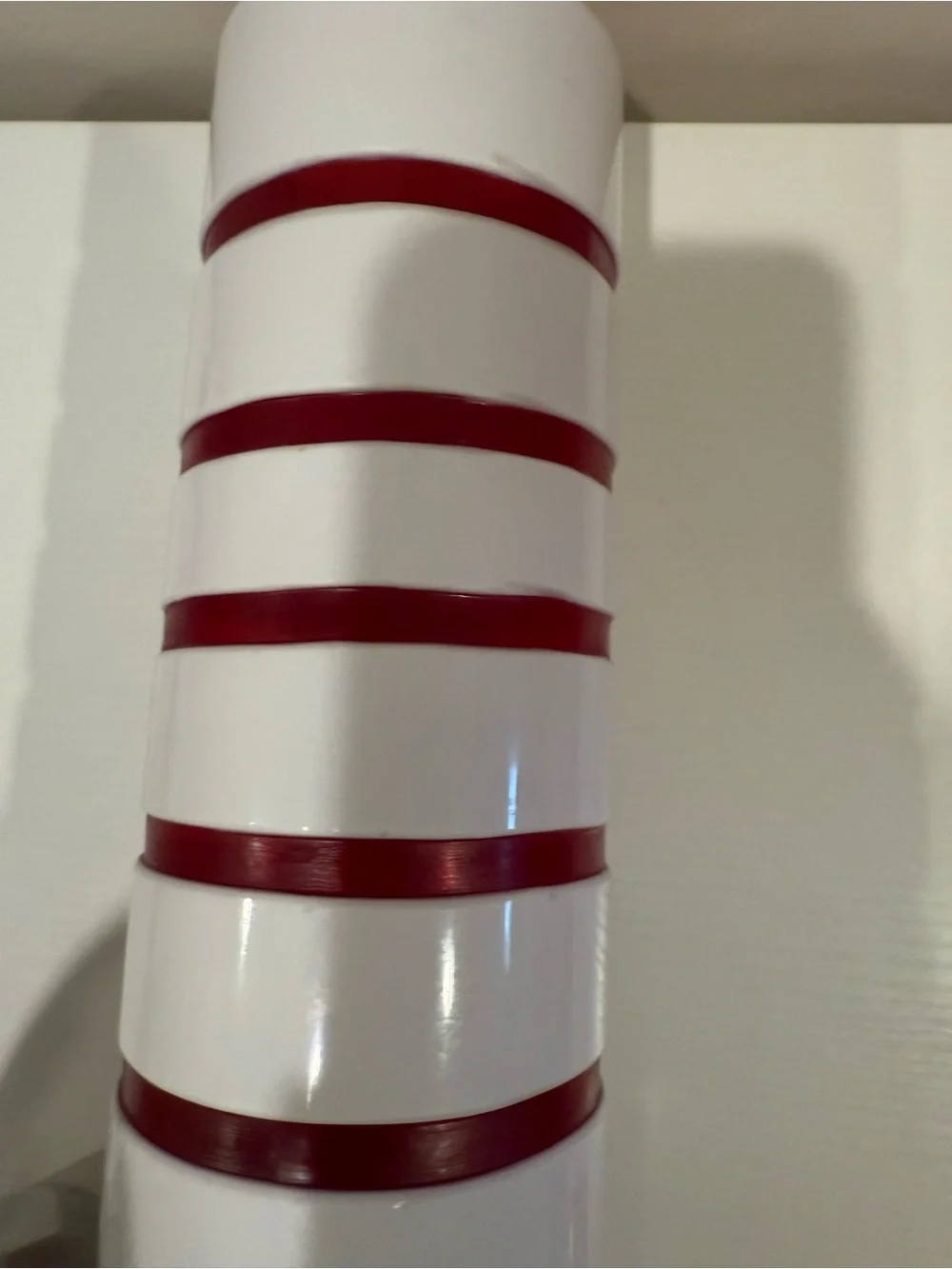 NWT Vintage LSA international White Vase with Red Ring Accents